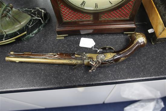 A late 17th century Dutch flintlock holster pistol, overall 19.75in.